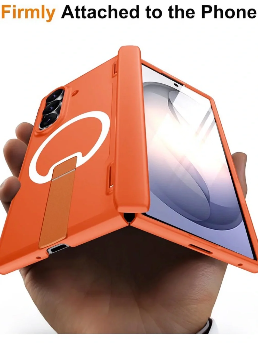 Samsung Orange Rugged Magnetic Kickstand Case for Galaxy Z Fold 8 ultra